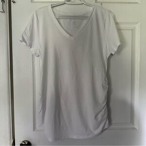 Isabel Maternity White V Neck Short Sleeve Tee Size Medium